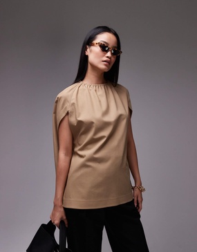 ARKET blouse with cape detail in beige