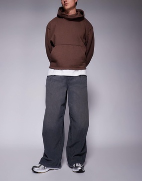 ASOS DESIGN super baggy cord pants in washed charcoal
