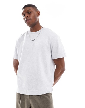 Bershka heavy weight oversized t-shirt in gray