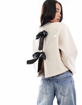 Miss Selfridge contrast bow back detail sweatshirt