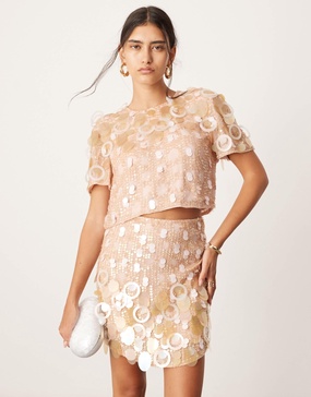 ASOS EDITION embellished disc boxy tshirt in pink - part of a set