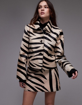 Mango pony hair jacket in zebra print - part of a set