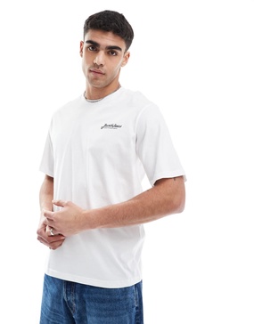 Jack & Jones script logo t-shirt in white