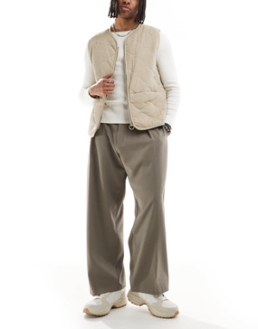 Bershka balloon tailored pants in beige