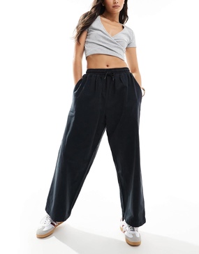 ASOS DESIGN oversized barrel leg pull-on pants in black
