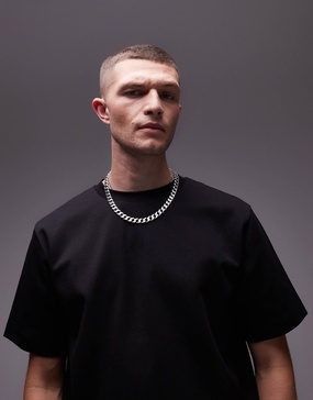 ARKET heavyweight interlock jersey oversized T-shirt in black