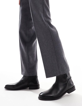 ASOS DESIGN chelsea boots in black leather with zip