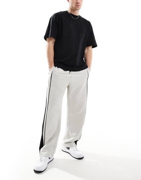 Bershka baggy leg tailored pants in gray