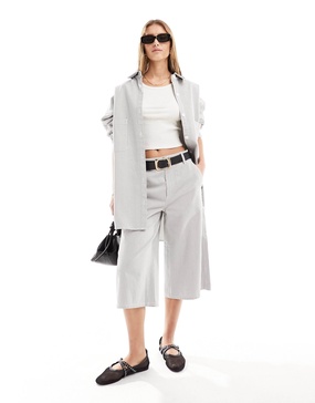 ASOS DESIGN long shorts in gray stripe