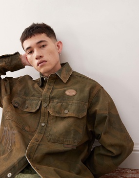 AAPE By A Bathing Ape long sleeve shacket in brown