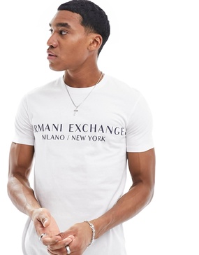 Armani Exchange linear logo T-shirt in white