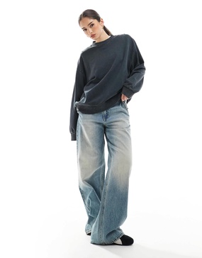 ASOS DESIGN oversized sweatshirt in washed charcoal