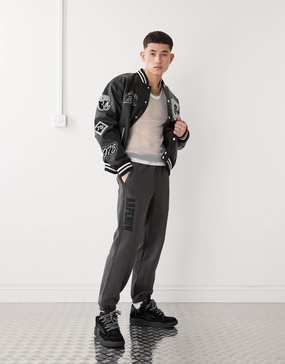 Aape By A Bathing Ape side logo cuffed sweatpants in washed gray