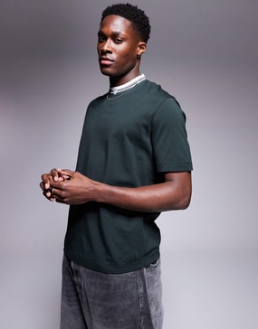 Armani Exchange t-shirt with contrast logo neckline in green