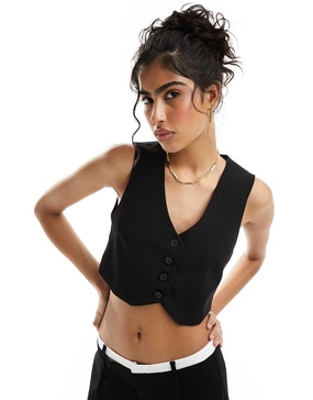 Bershka tailored vest in black - part of a set