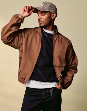 ASOS DESIGN smart harrington jacket in brown