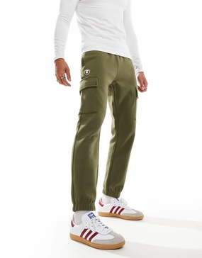 AAPE By A Bathing Ape logo cargo cuffed sweatpants in khaki