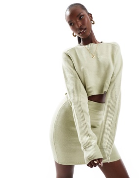 Aria Cove knit rib sweater in sage green - part of a set