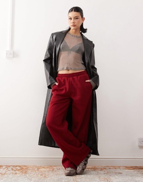 Reclaimed Vintage oversized sweatpants in burgundy