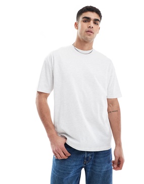 ASOS DESIGN essential oversized T-shirt in white heather