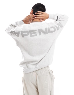 Aape By A Bathing Ape heart crew neck sweatshirt in gray heather