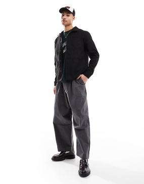 Brave Soul button through jacket with collar in black