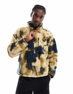 The North Face M66 extreme pile fleece quarter zip jacket in bleach dye print