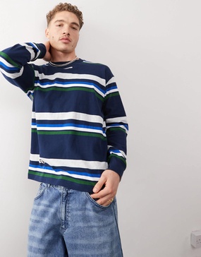 Aape By A Bathing Ape long sleeve stripe t-shirt in navy