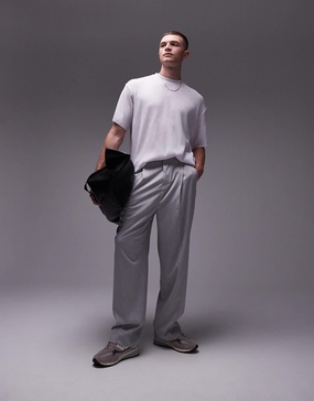 Topman oversized fit plisse T-shirt in white