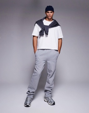 ASOS DESIGN premium heavyweight straight leg sweatpants in heather gray
