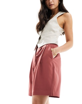 ASOS DESIGN tailored longline shorts in rust