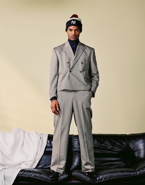 ASOS DESIGN boxy cropped suit jacket in stone textured herringbone