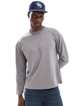 Another Influence seam detail loose fit long sleeve T-shirt in gray