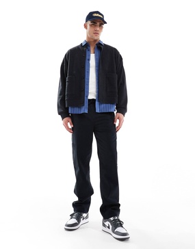 ASOS DESIGN straight leg cargo pants in black