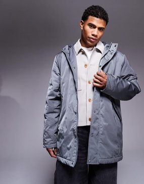 ASOS DESIGN borg lined parka in gray