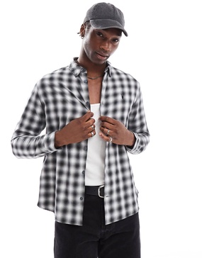AllSaints Elektra long sleeve shirt in black check
