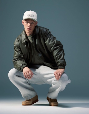 ASOS DESIGN oversized faux leather wadded harrington jacket in khaki