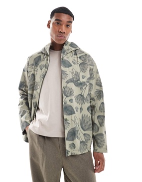 PS Paul Smith hooded jacket with flower print in beige