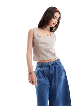 Dickies Meriden corset top in beige