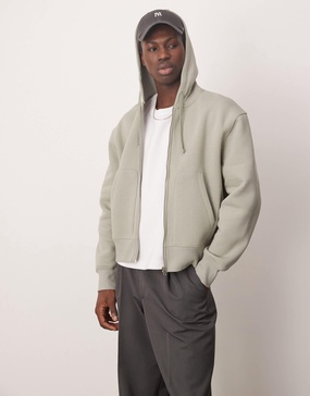 ASOS DESIGN oversized zip through hoodie in green