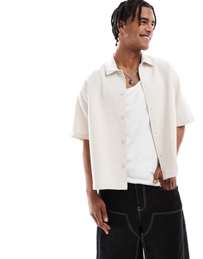 Bershka relaxed shirt in ecru