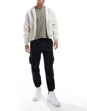 Bershka tech cargo pants in black
