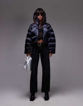 AllSaints Chelsea hooded puffer jacket in black