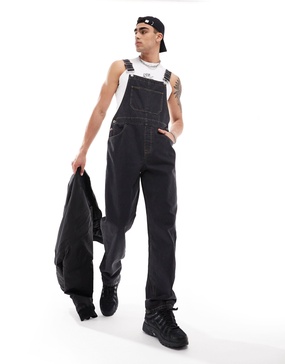 ASOS DESIGN denim overalls in black