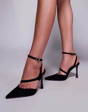 ASOS DESIGN Wide Fit Past high heeled shoes in black suedette