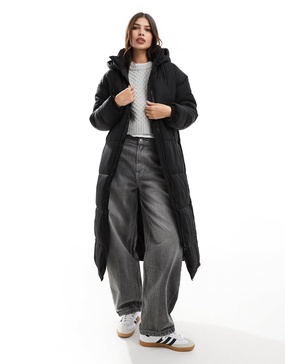 Vero Moda longline padded coat in black
