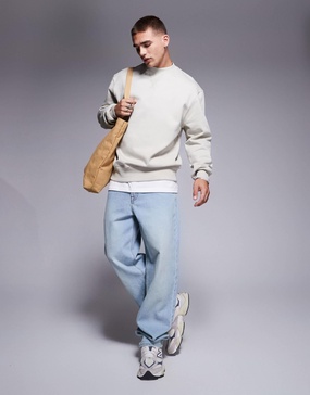 ASOS DESIGN premium heavyweight oversized sweatshirt in beige
