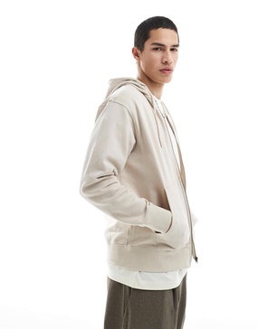 Jack & Jones super oversized zip hoodie in cream