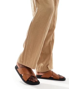 ASOS DESIGN cross over strap sandals in tan