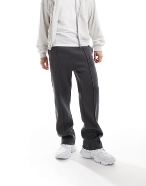 Bershka wide leg pintuck sweatpants in charcoal